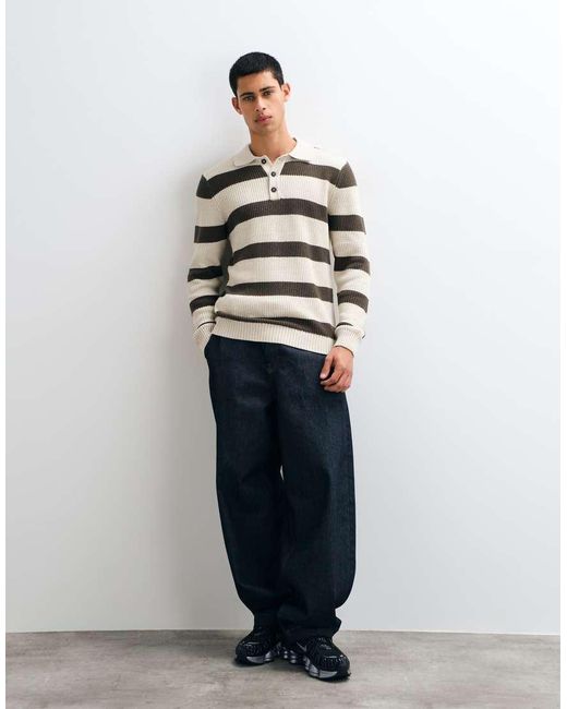 Blend Gray Knitted Rugby Polo Jumper for men