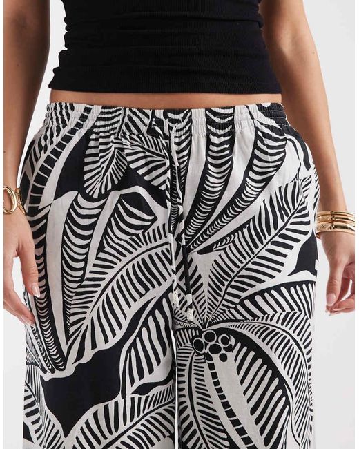 River Island Black Linen Look Patterned Pants
