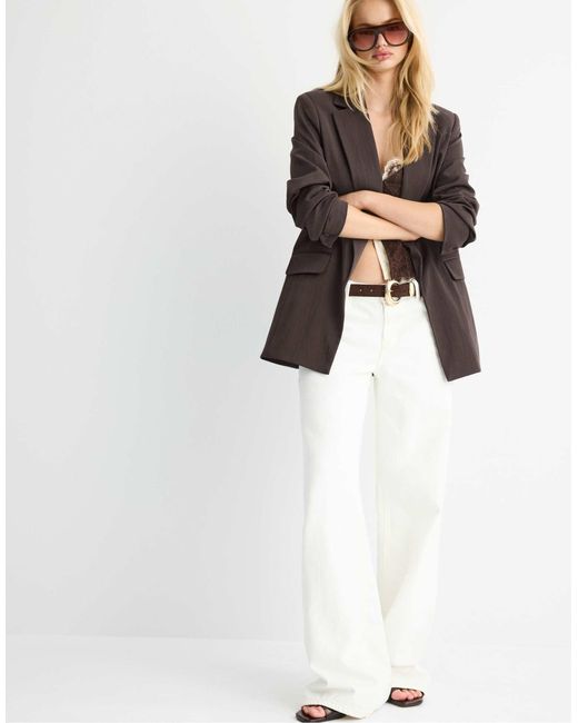 Stradivarius Brown – rustikaler basic-blazer