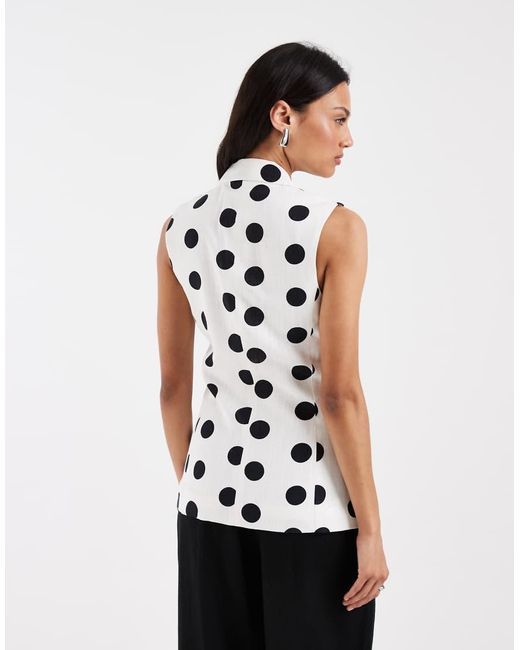 ONLY White Tailored Linen Blend Waistcoat