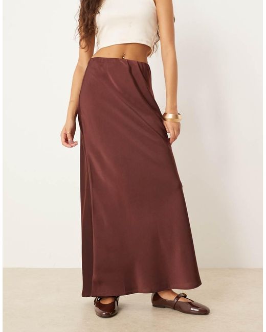ASOS Satin Bias Maxi Skirt in Brown Lyst UK — free download