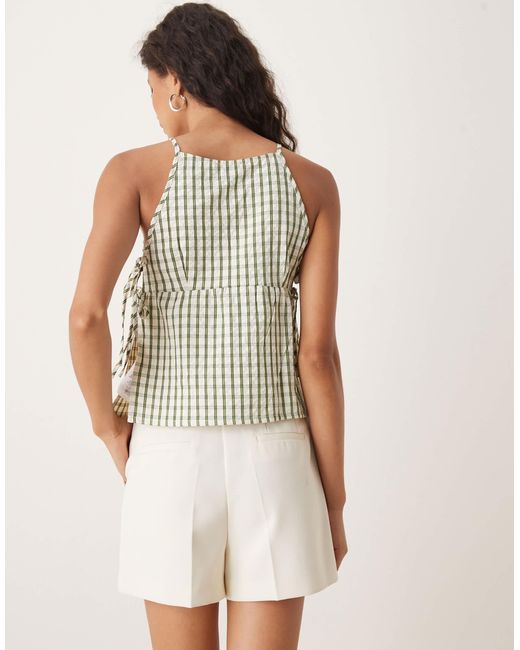 Motel Green Palsi Check Tie Side Top