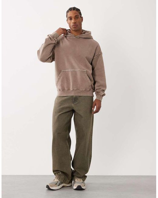 Cotton On Brown Box Fit Hoodie for men