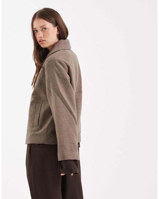 Object Brown Premium Wool Mix Tailored Short Jacket