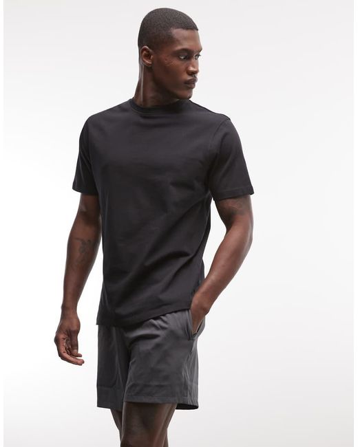 4505 Black Heavyweight Cotton Regular Fit T-shirt With Quick Dry Finish for men