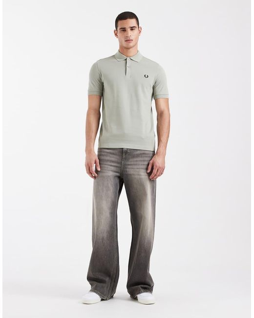 Fred Perry Gray Logo Polo Shirt for men