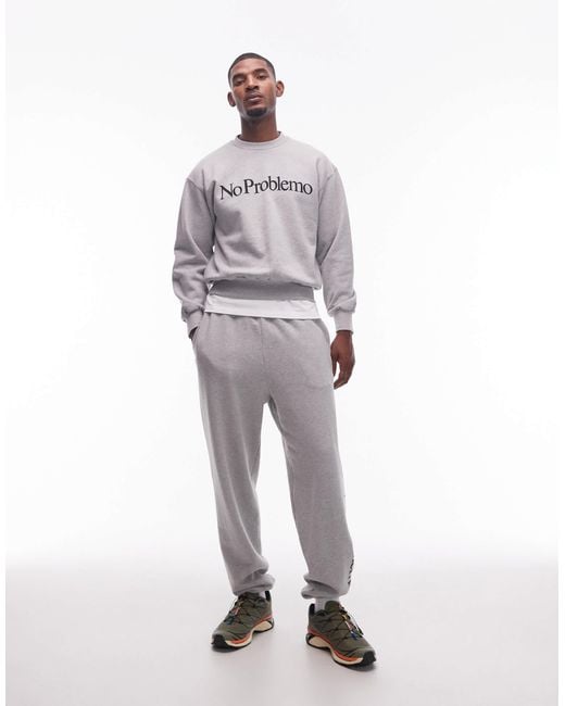 No Problemo Gray Logo Cotton Sweatshirt for men