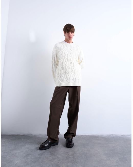 Topman – schwerer relaxed-fit-strickpullover in White für Herren