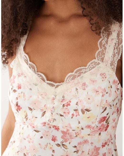Abercrombie & Fitch Pink Lace Trim Mini Dress