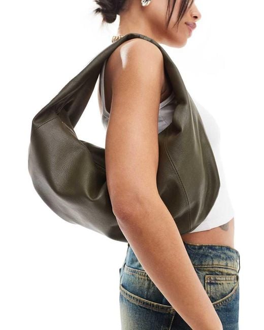 ASOS Green Leather Slouchy Scoop Tote Bag