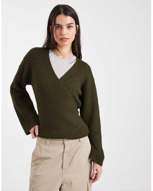 4th & Reckless Green Ribbed Knitted Wrap Tie Cardigan