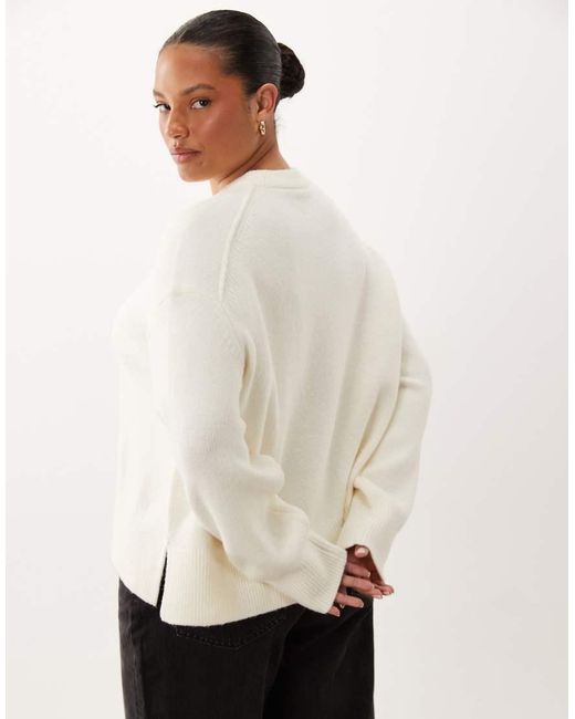 ASOS White Asos Design Curve Boxy Jumper With Side Split Detail