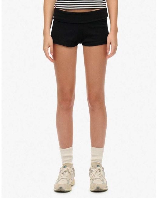 Superdry Black Athletic Essentials Fold Over Short