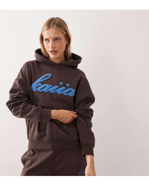 Kaiia Multicolor Exclusive Cotton Rich Borg Logo Oversized Hoodie