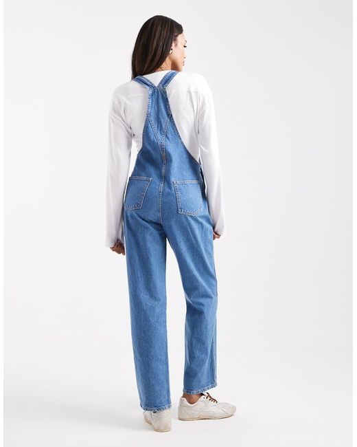 ASOS Blue Asos Design Maternity Denim Dungaree