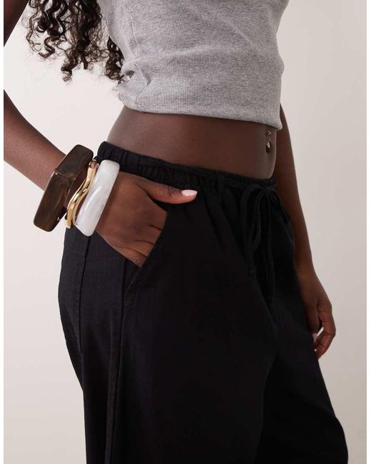 ASOS Black Linen Look Pull On Trousers