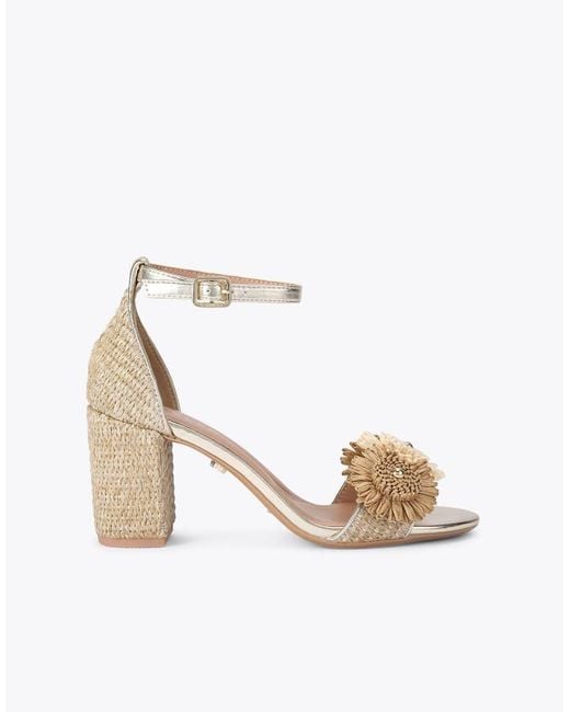 Carvela Kurt Geiger White Sorrento Flower Block Heeled Sandals