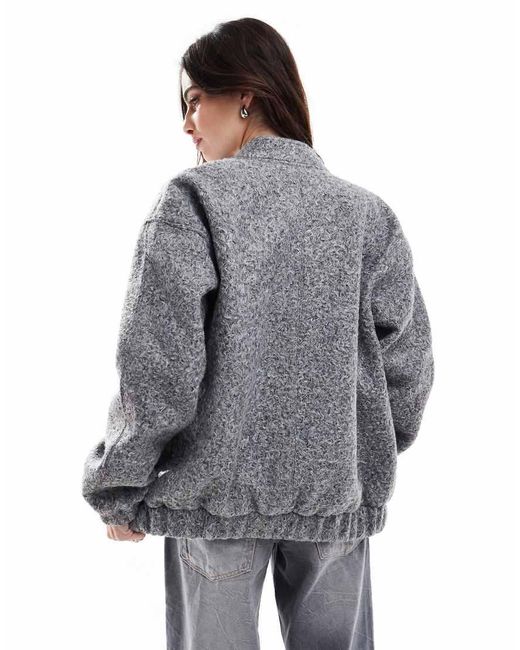 Vero Moda Gray Slouchy Textured Bomber Jacket