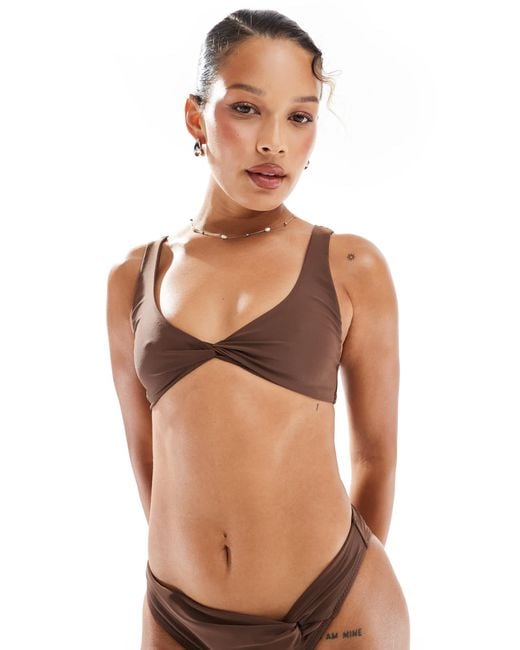 Miss Selfridge Multicolor Twist Front Crop Bikini Top