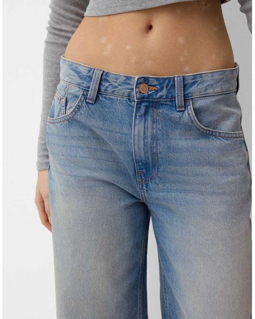 Bershka Blue Wide Leg Jeans
