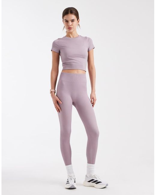 Adidas Originals Purple Workout Essentials Knit Baby Tee