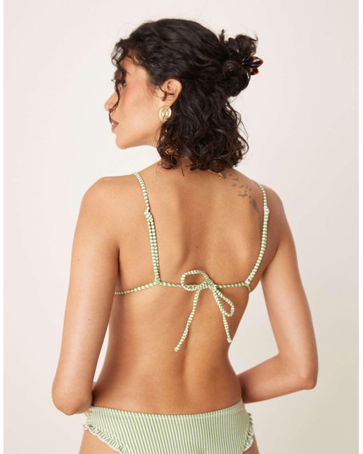 ASOS Green Anna Seersucker Triangle Bikini Top