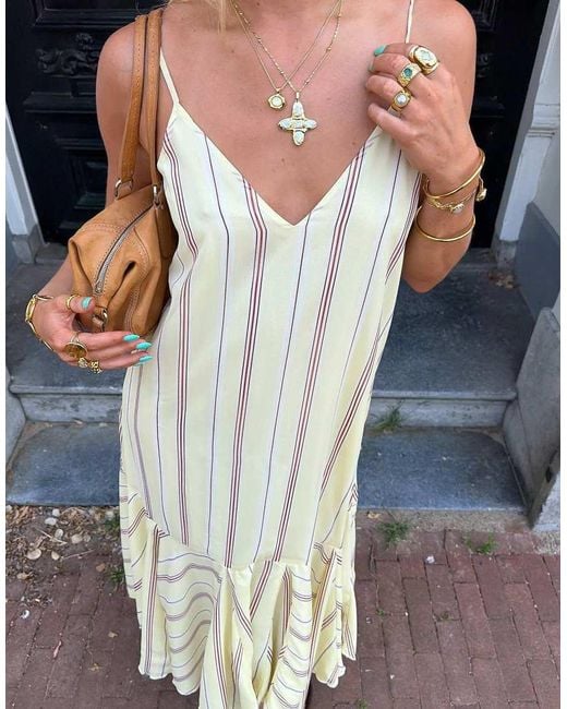 NA-KD White Flowy V-Neck Midi Dress