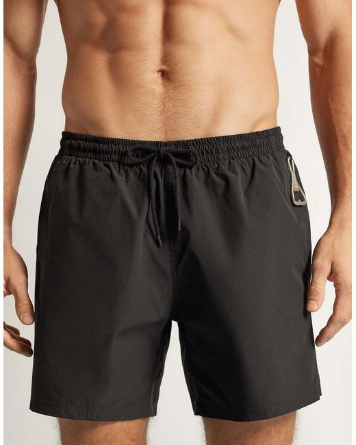 Intimissimi Black Mid-Length Solid-Colour Swim Trunks for men