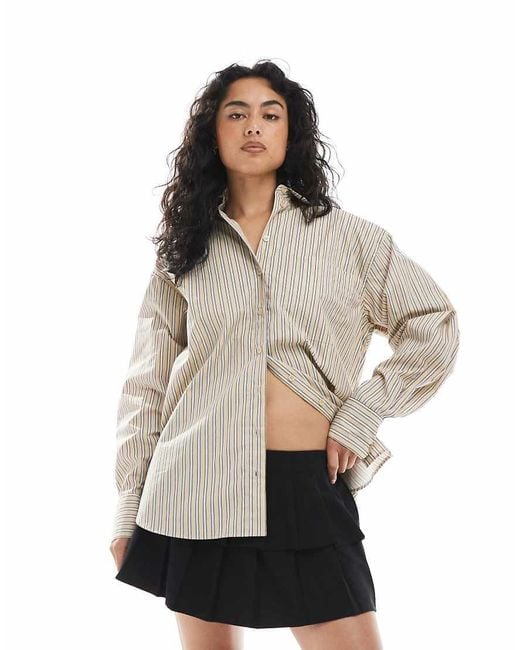 Camisa Color Piedra A Rayas Extragrande De ASOS de color Natural