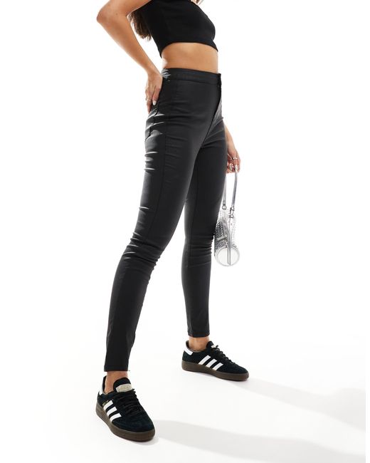 Noisy May Black High Waist Coated Skinny Trouser