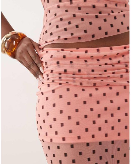 ASOS Pink Printed Mesh Co-ord Maxi Skirt