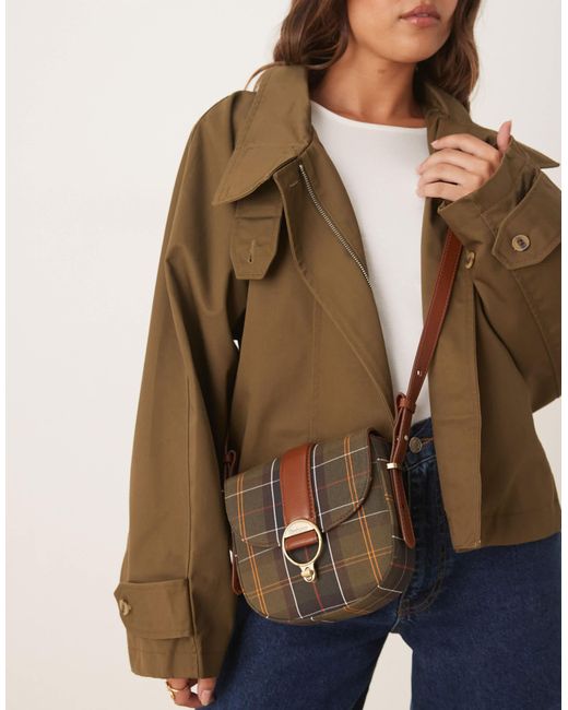 Barbour Brown Elm Tartan Oversized Crossbody Bag