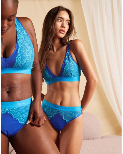 Lemonade Dolls Blue – synergy – tanga aus spitze und netzstoff