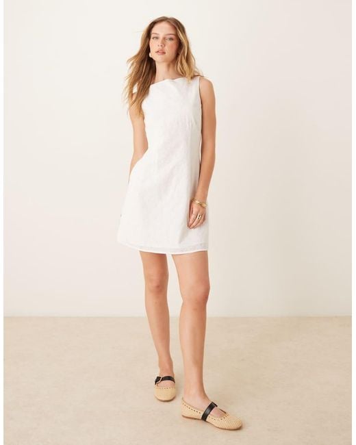 Gina Tricot White Summer Eyelet A Line Mini Dress