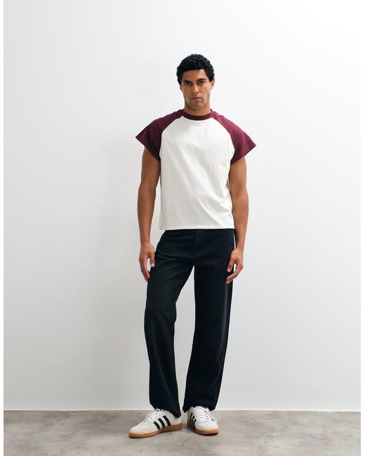 ASOS Red Boxy Oversized Raglan T-shirt for men