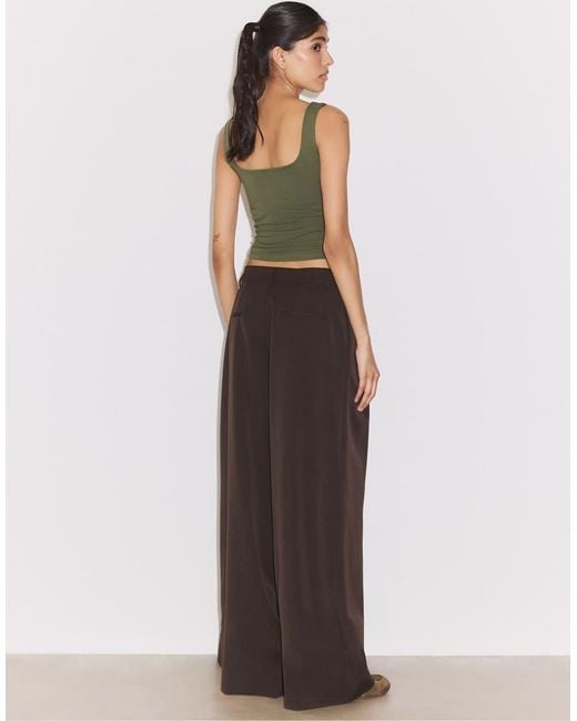 Stradivarius Brown Tall Wide Leg Smart Trousers With Darts