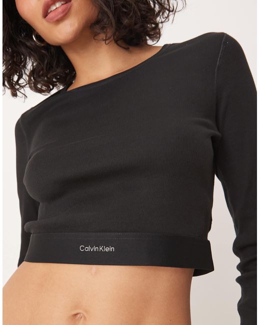 Calvin Klein Black – langärmliges, geripptes oberteil