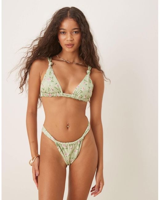 Gina Tricot Brown Triangle Bikini Top With Wide Straps