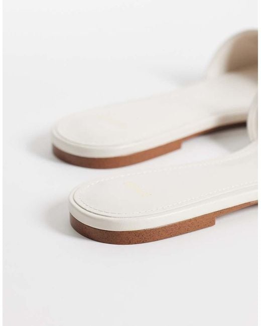 Mango Natural Faux Leather Flat Slides