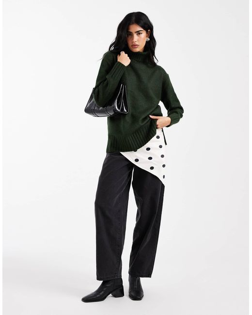 Threadbare Green – rollkragenpullover aus grobstrick