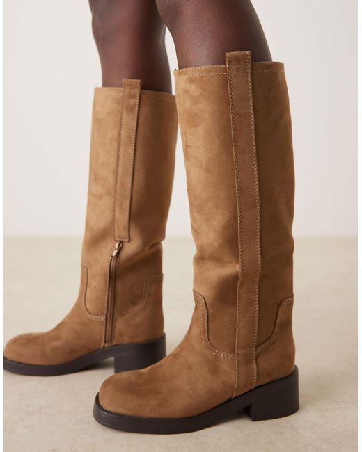Conan - bottes chunky à enfiler en suédine - sable ASOS en coloris Brown