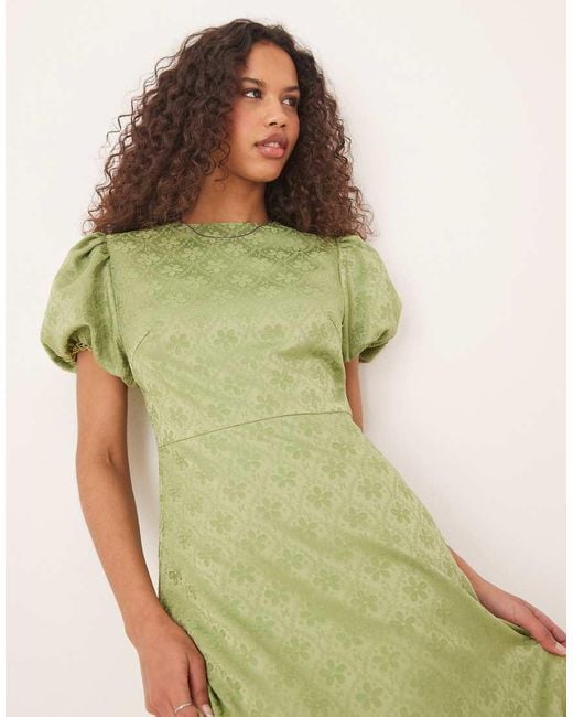 Sister Jane Green Puff Sleeve Bubble Hem Maxi Dress