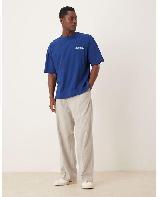 ASOS Blue Oversized T-shirt With Text And Crest Graphic for men