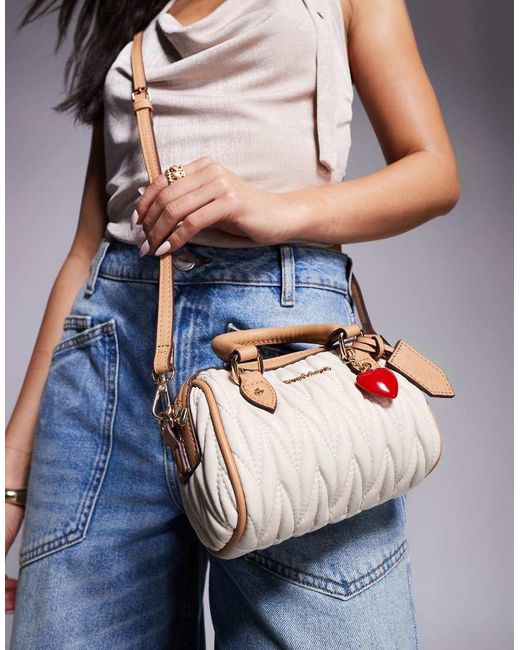 River Island Blue Ruched Mini Bowler Bag With Charms