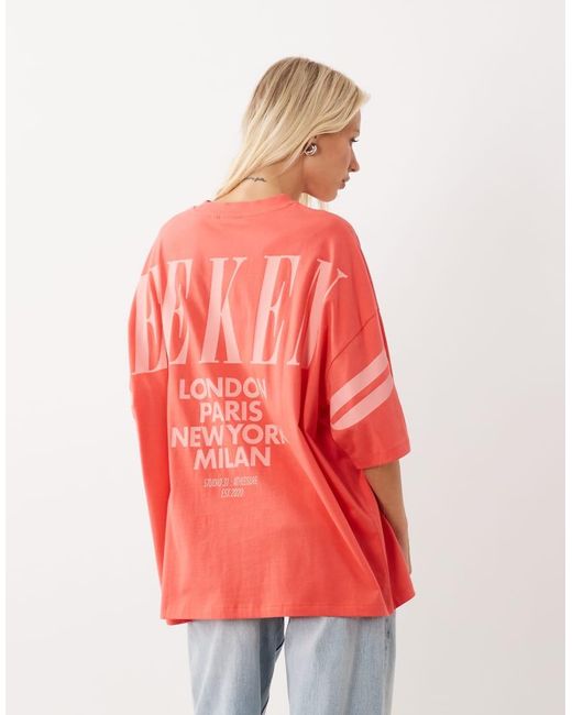 ASOS Red Weekend Collective Icon Oversized T-shirt With Stacked Back Logo