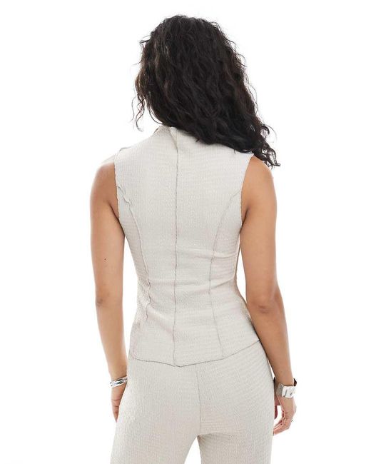 Vero Moda White Textured Jersey Seam Detail Top Co-ord