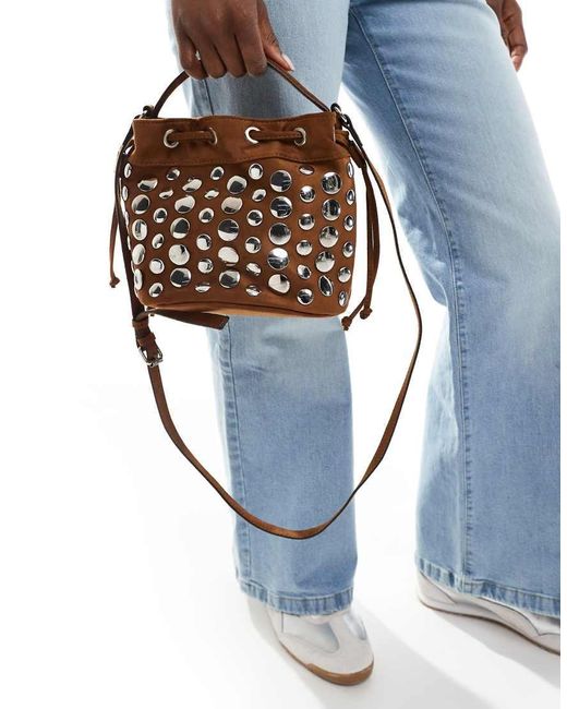 Borsa Da Spalla Con Borchie di Stradivarius in Blue