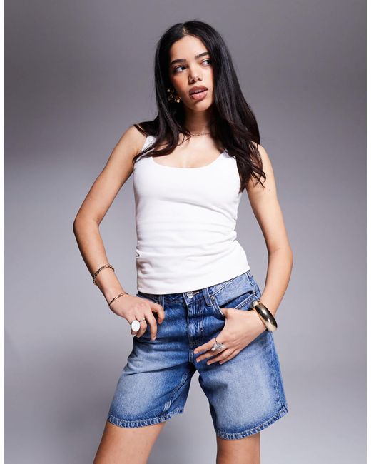 River Island Blue Denim Bermuda Short