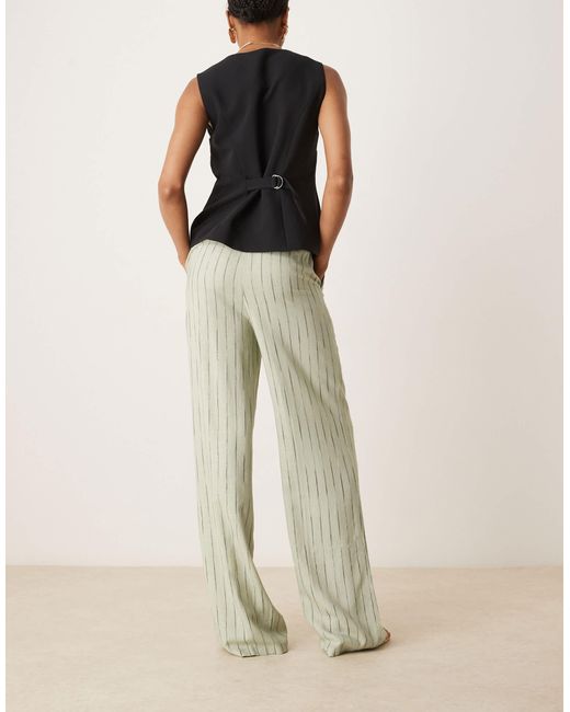 ASOS Natural Tall Relaxed Straight Leg Trousers With Linen
