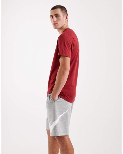 Nike Red Club Fleece Shorts With Large Logo for men